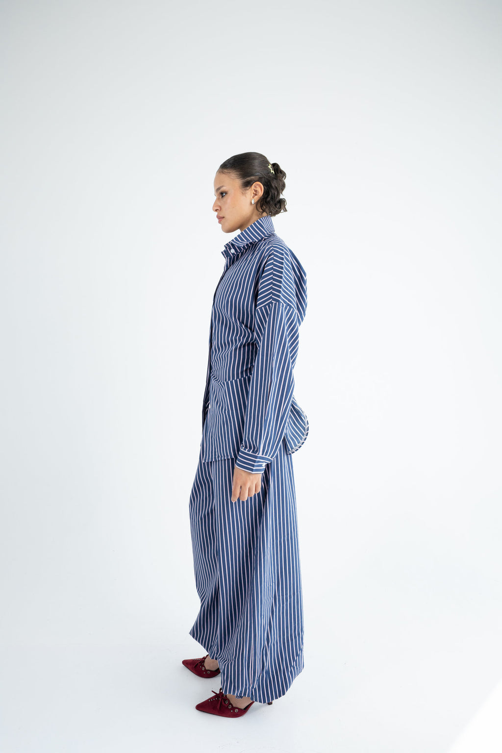 Striped Poplin Set - Blue