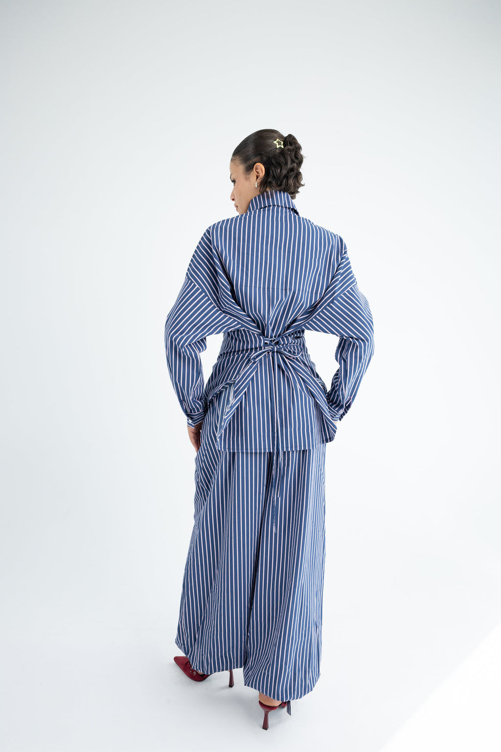 Striped Poplin Set - Blue