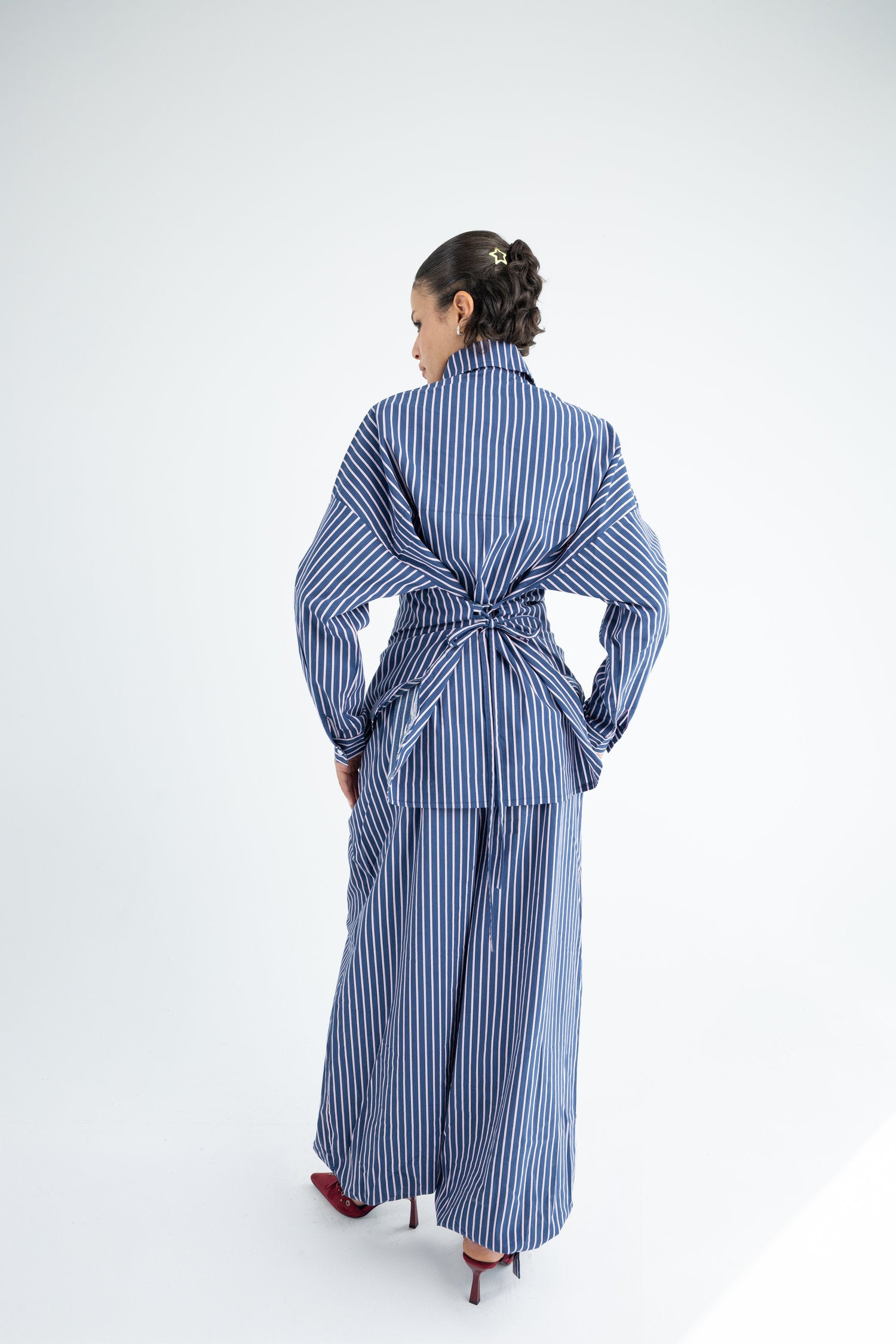 Striped Poplin Set - Blue