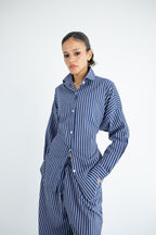 Striped Poplin Set - Blue