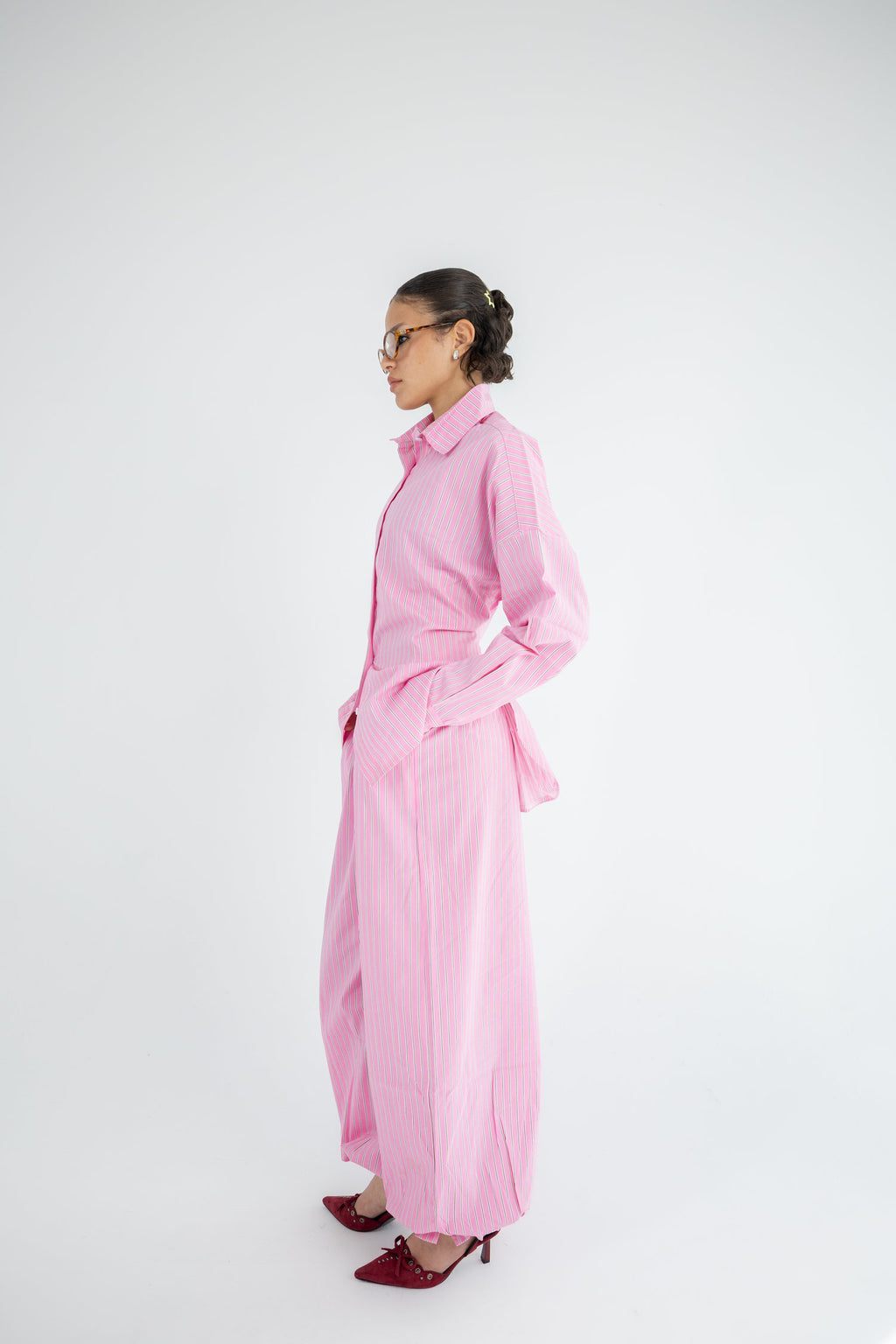 Striped Poplin Set - Pink