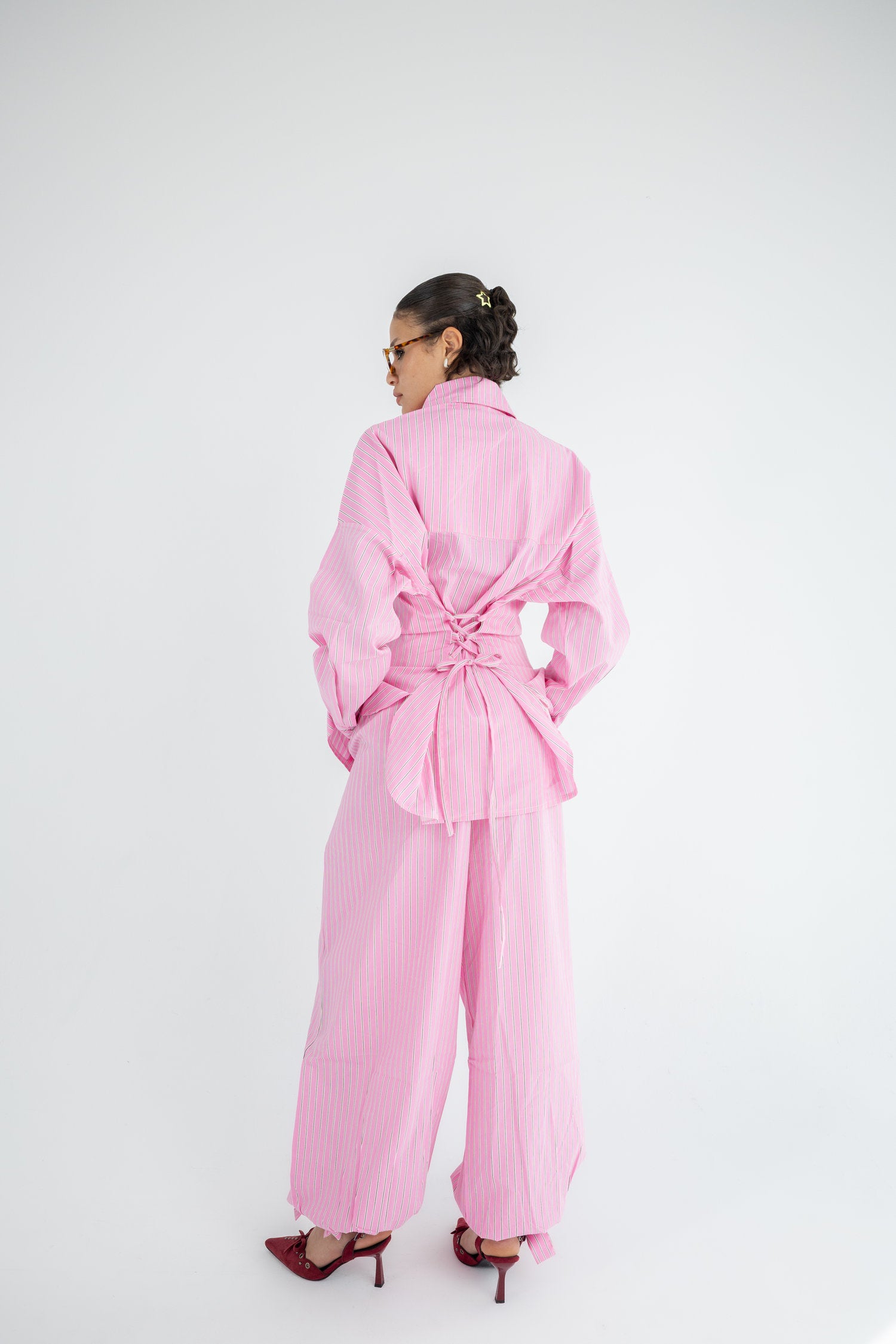 Striped Poplin Set - Pink