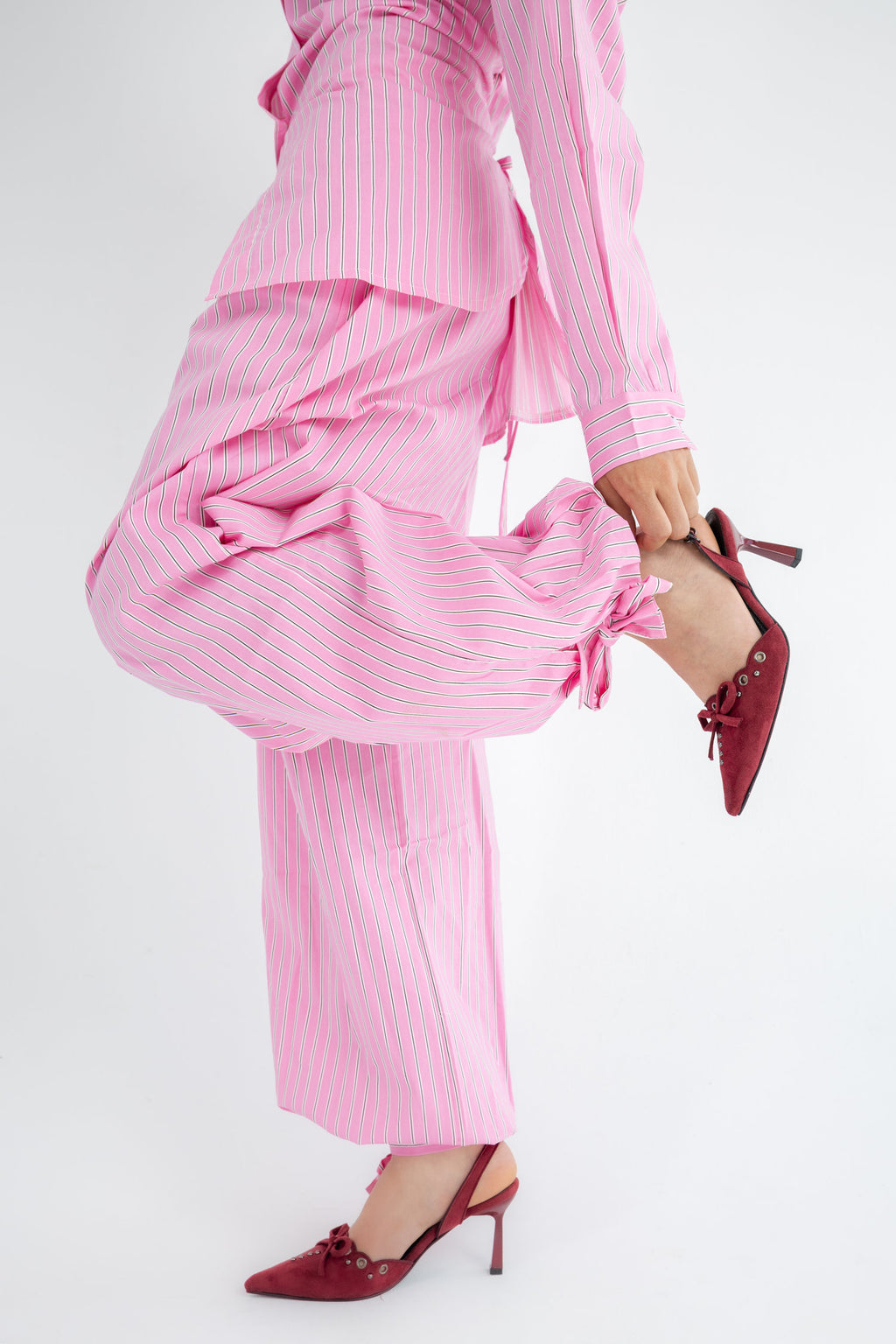 Striped Poplin Set - Pink