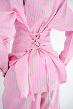 Striped Poplin Set - Pink