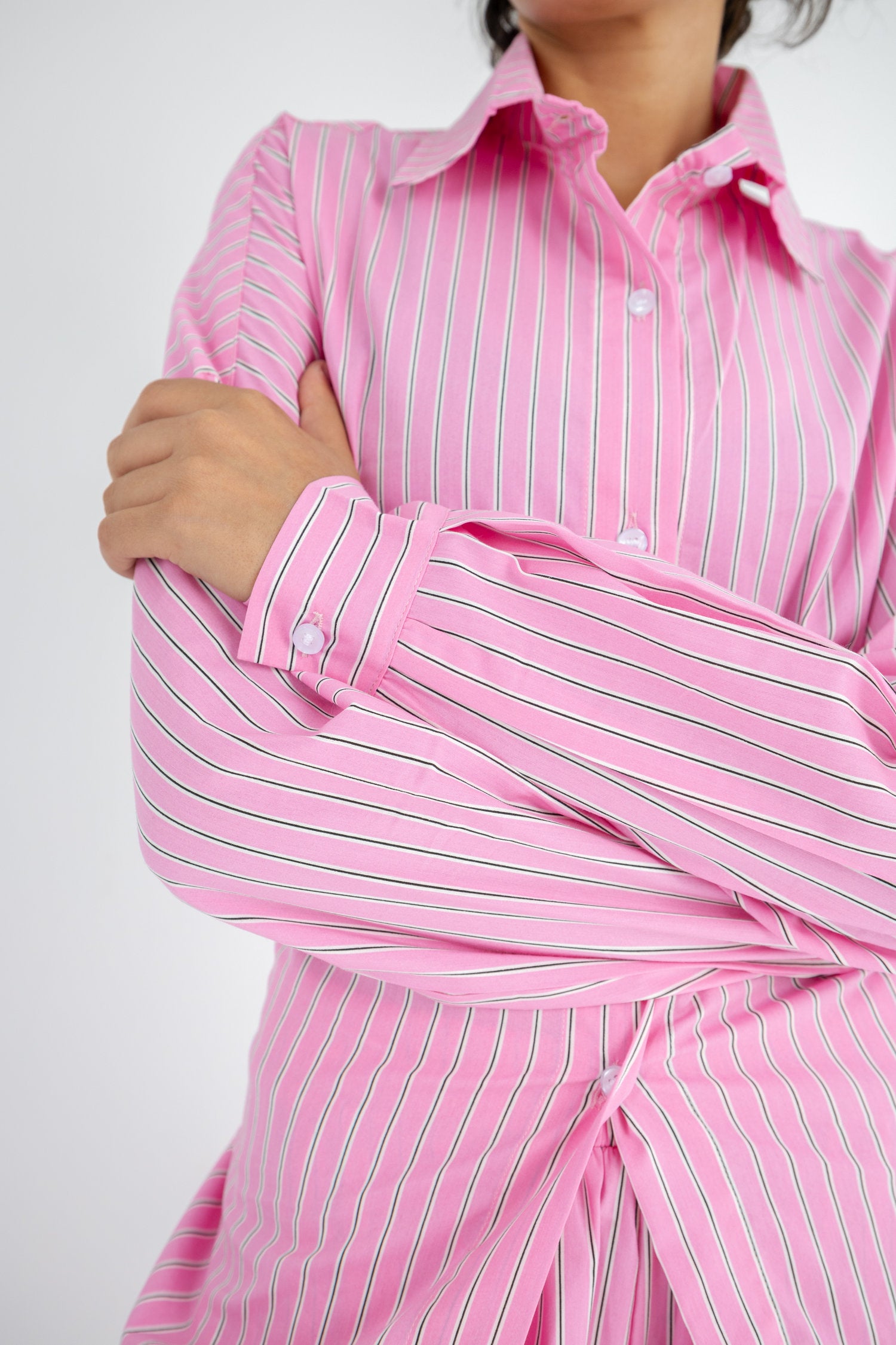 Striped Poplin Set - Pink