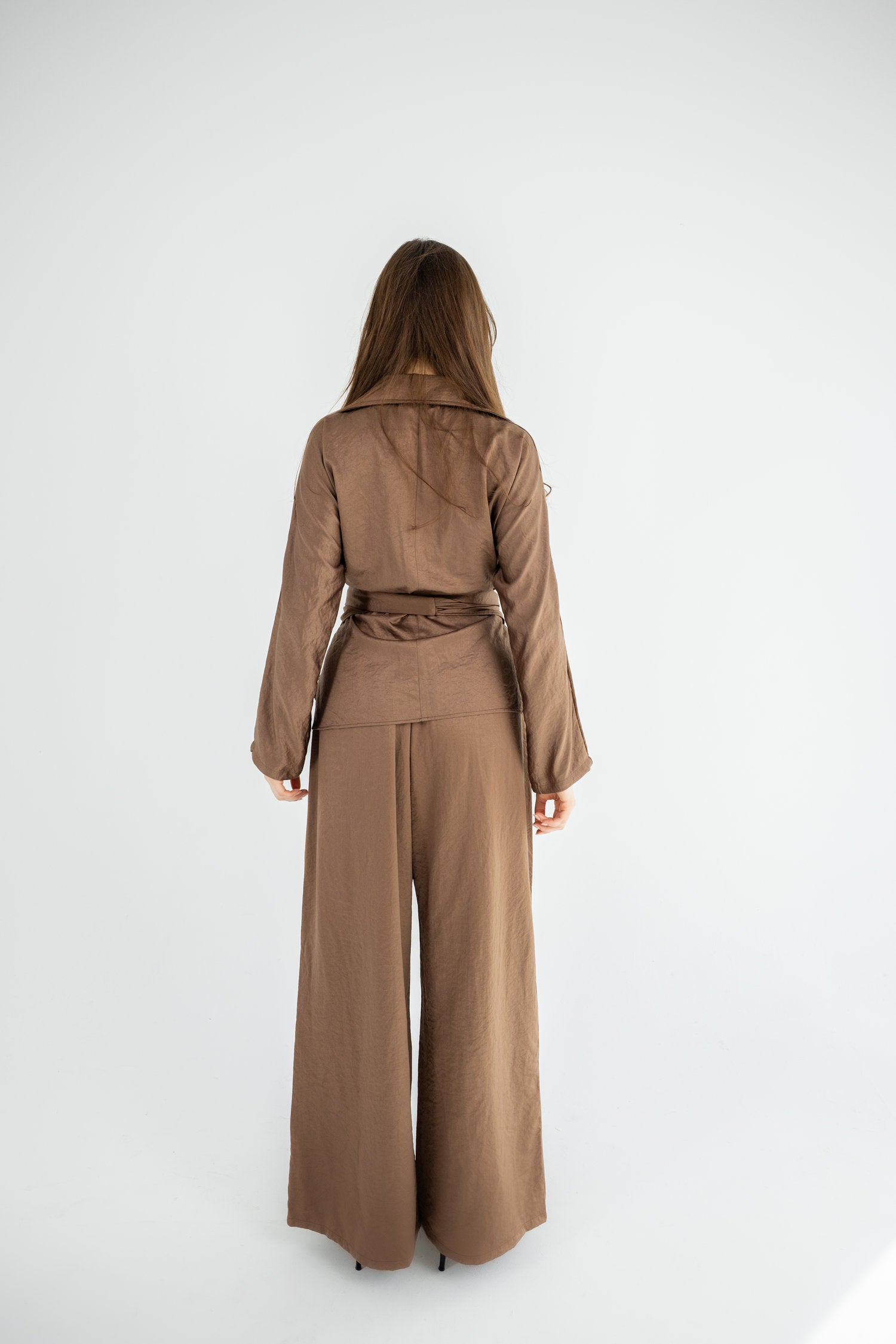 V-neck Copra Set - Brown
