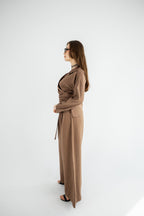V-neck Copra Set - Brown