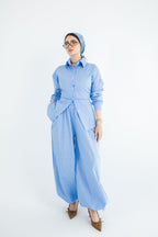 Striped Poplin Set - Baby Blue