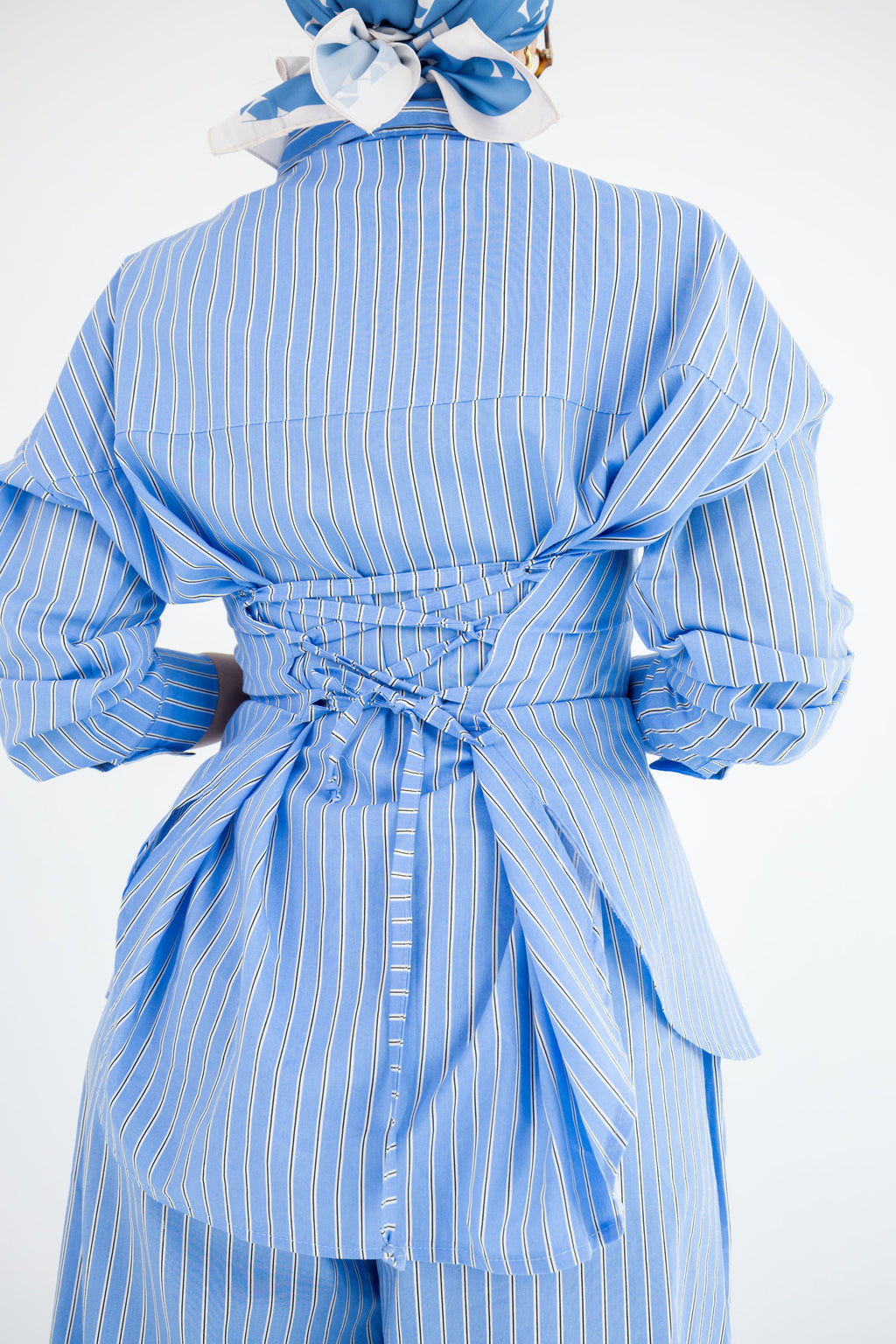 Striped Poplin Set - Baby Blue