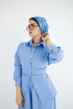 Striped Poplin Set - Baby Blue