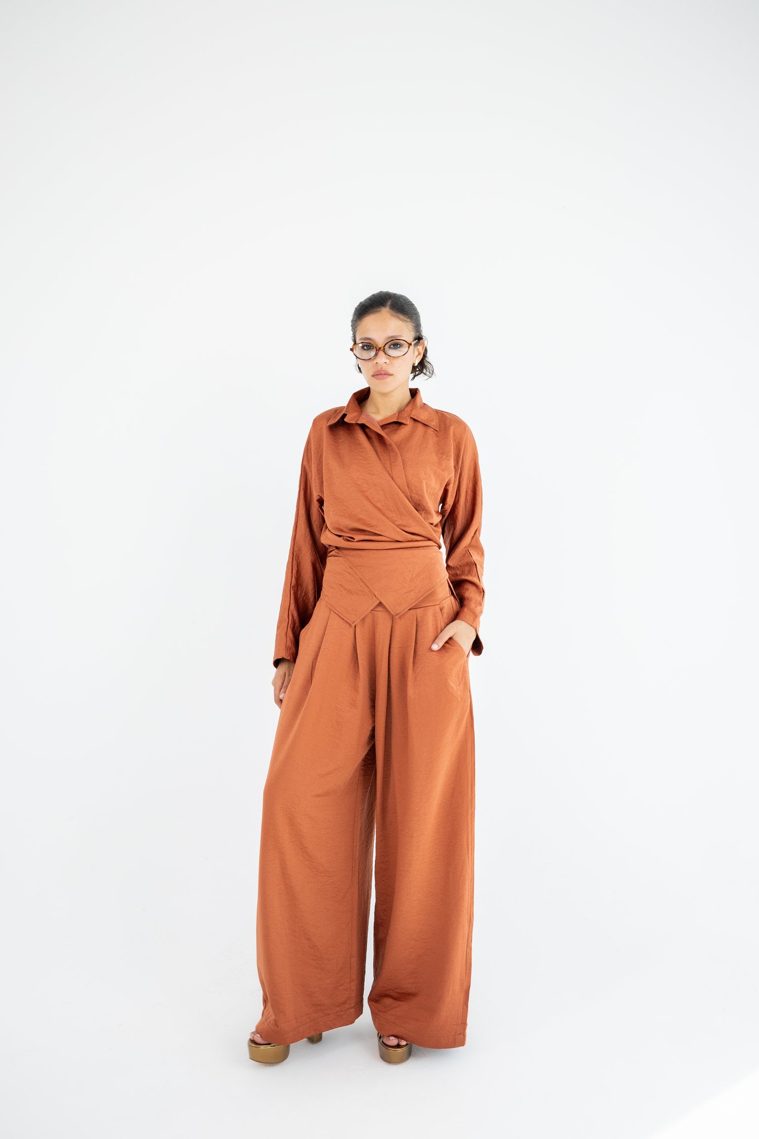 V-neck Copra Set - Orange Main image