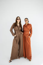 V-neck Copra Set - Brown