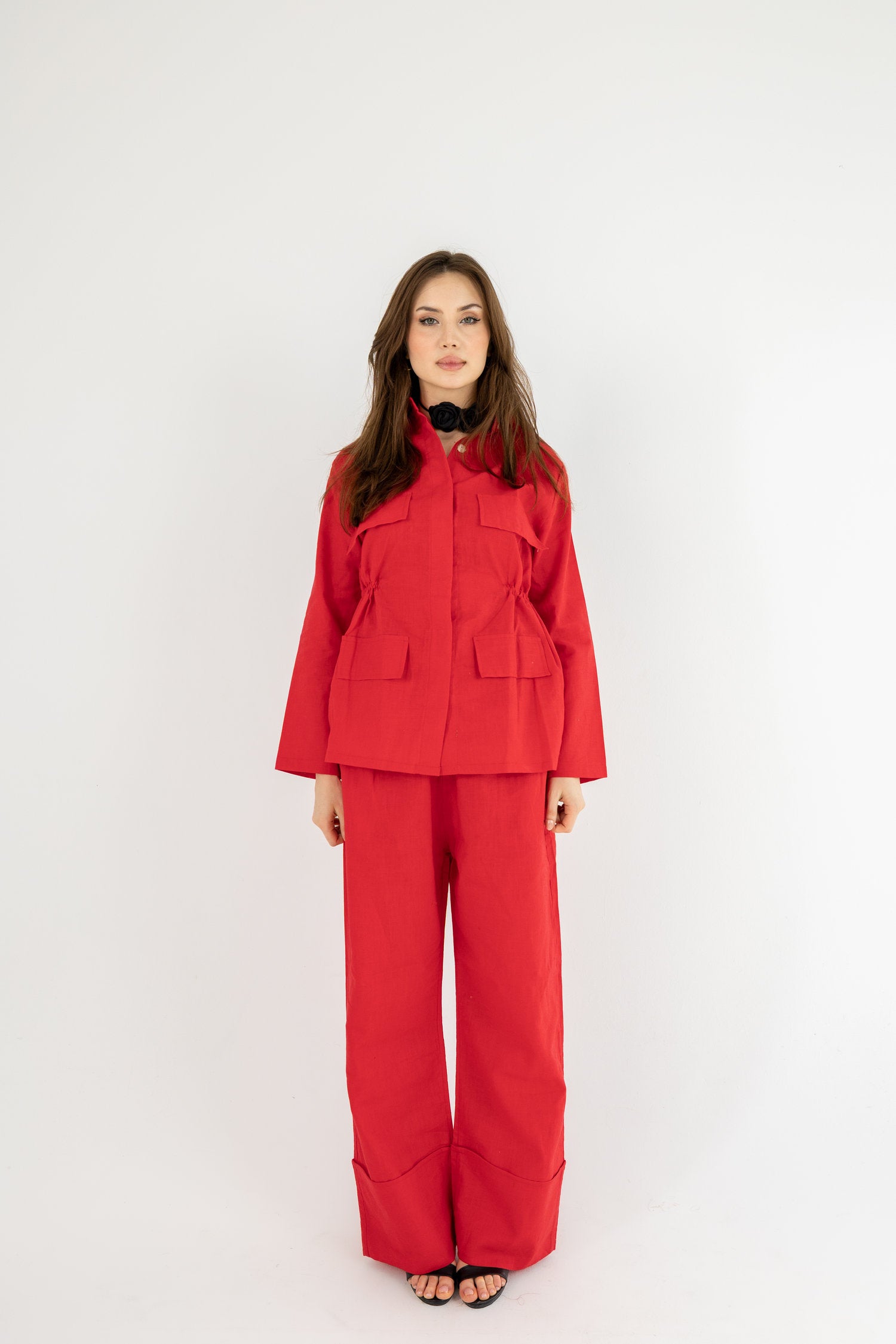 Structured Linen Set - Red Main image