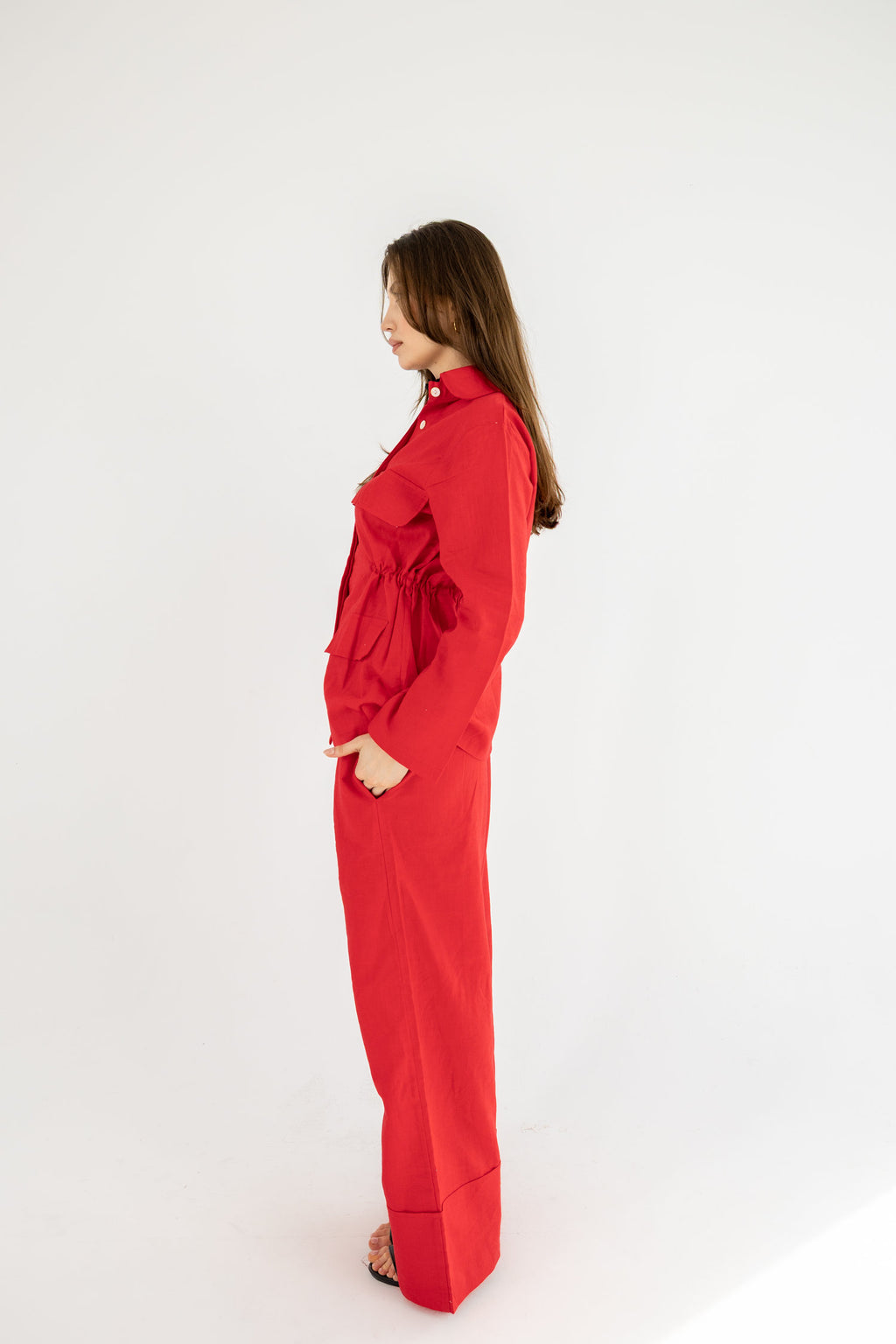 Structured Linen Set - Red