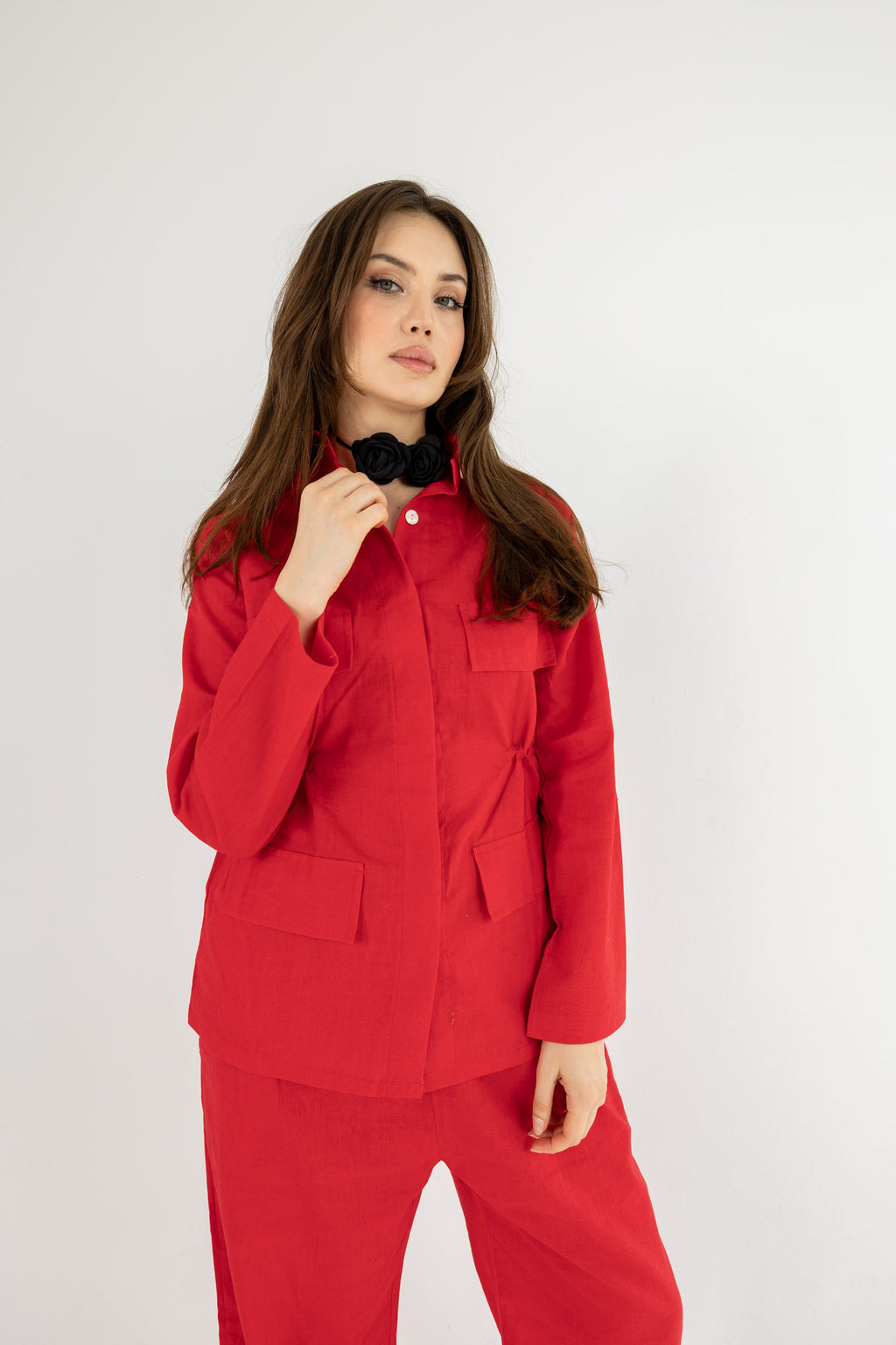 Structured Linen Set - Red