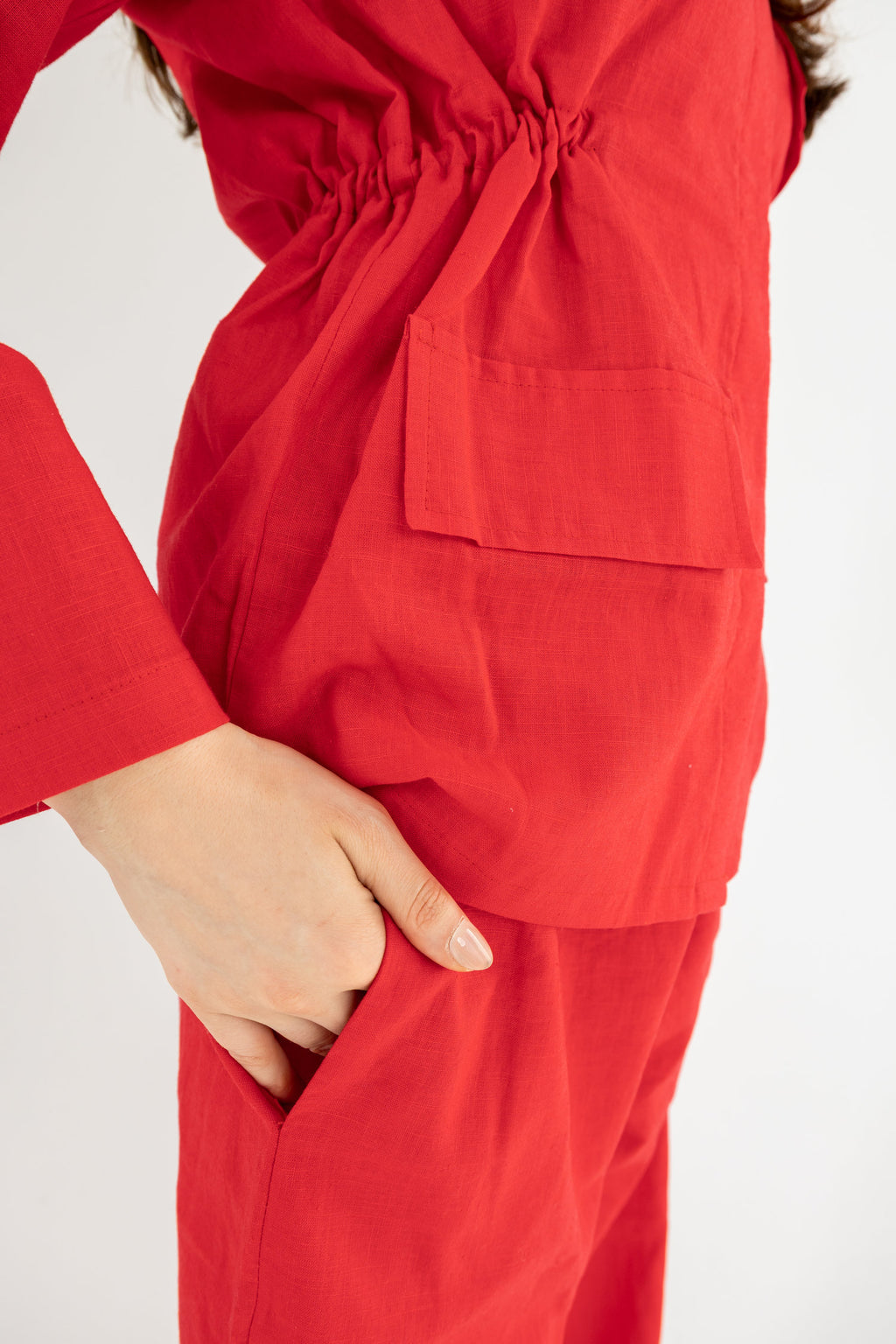 Structured Linen Set - Red