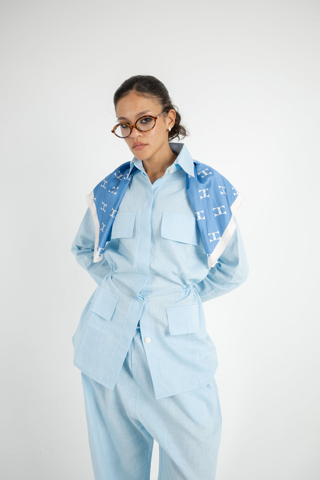 Structured Linen Set - Baby Blue