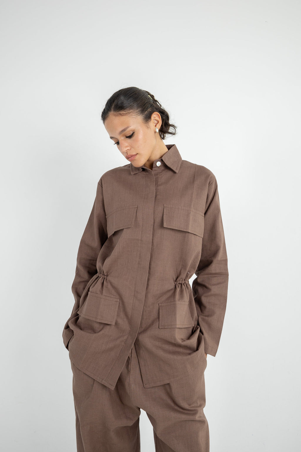 Structured Linen Set - Brown