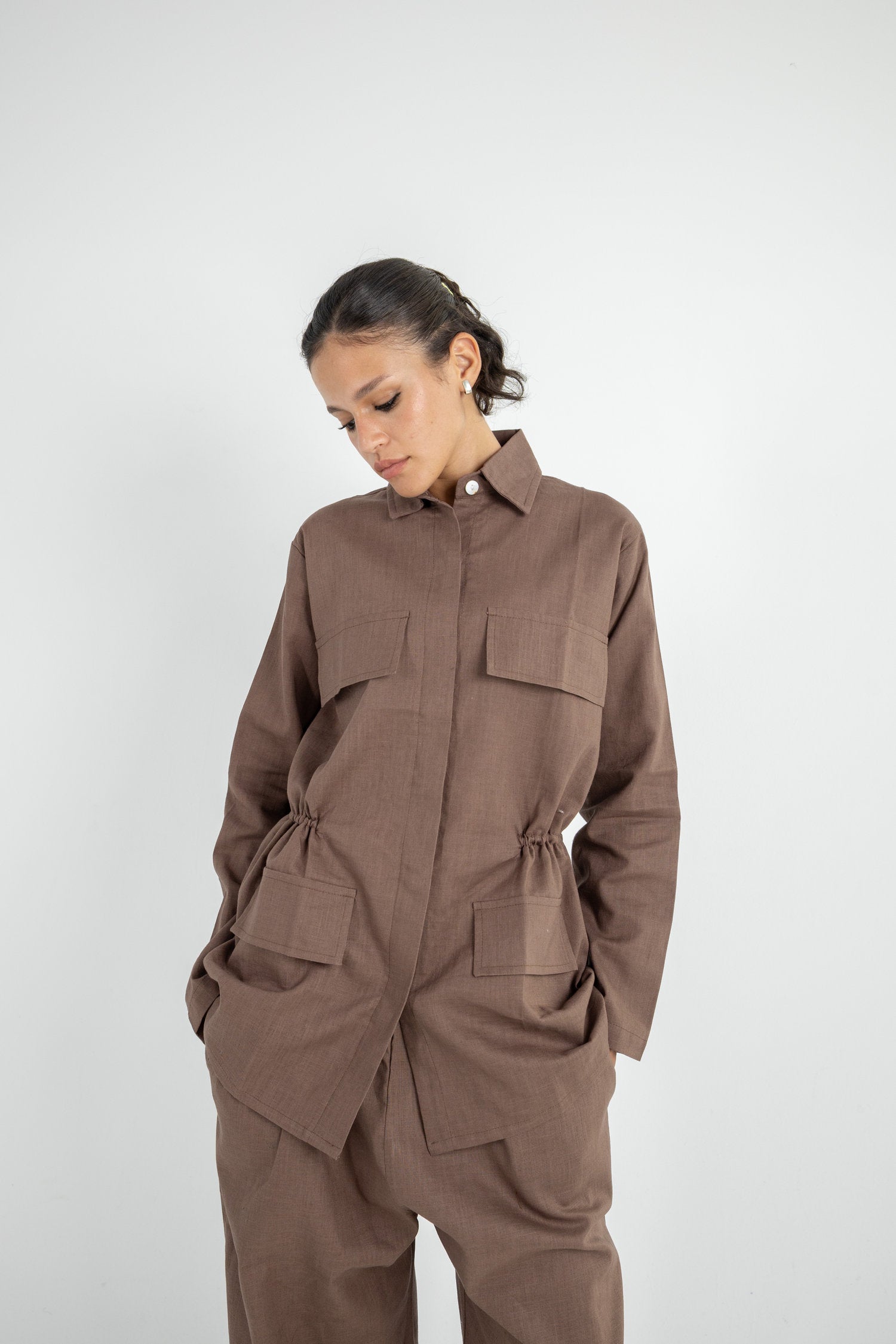 Structured Linen Set - Brown