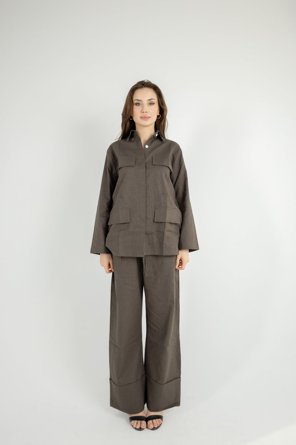 Structured Linen Set - Olive