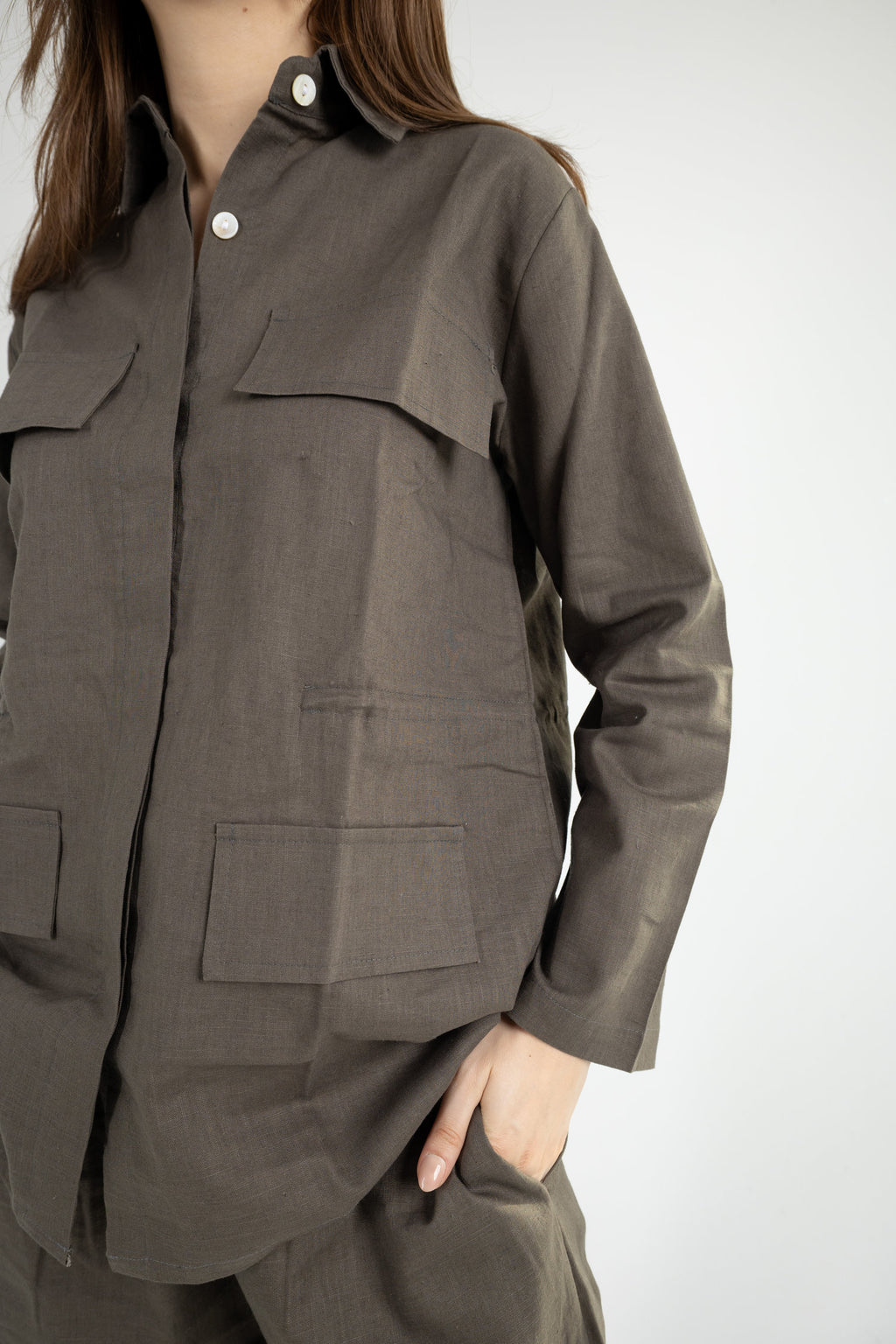 Structured Linen Set - Olive