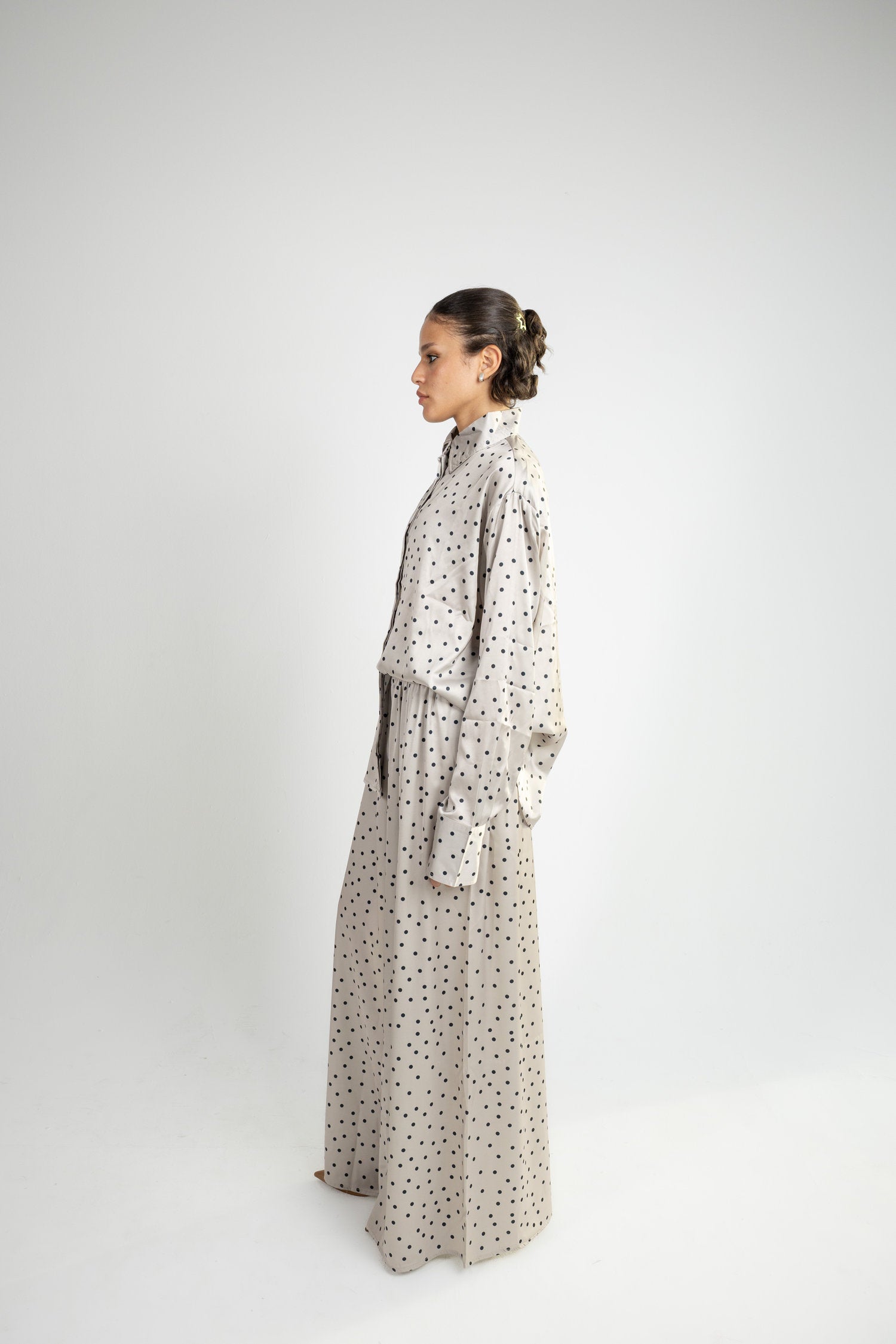 Polka Dot Satin Set - Beige Grey Secondary image