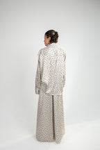 Polka Dot Satin Set - Beige Grey