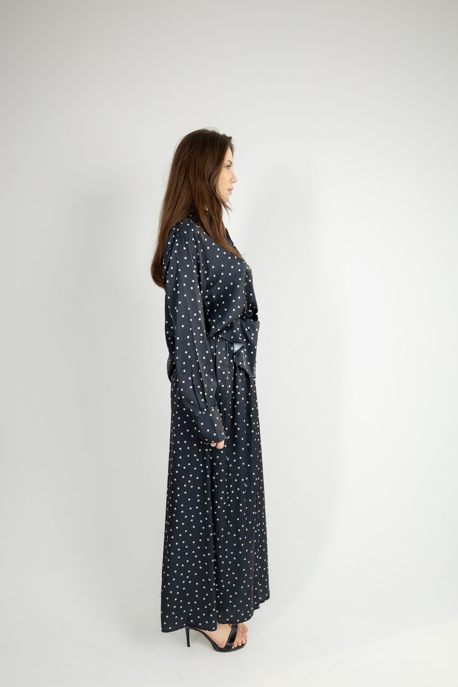 Polka Dot Satin Set - Black