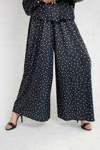 Polka Dot Satin Set - Black