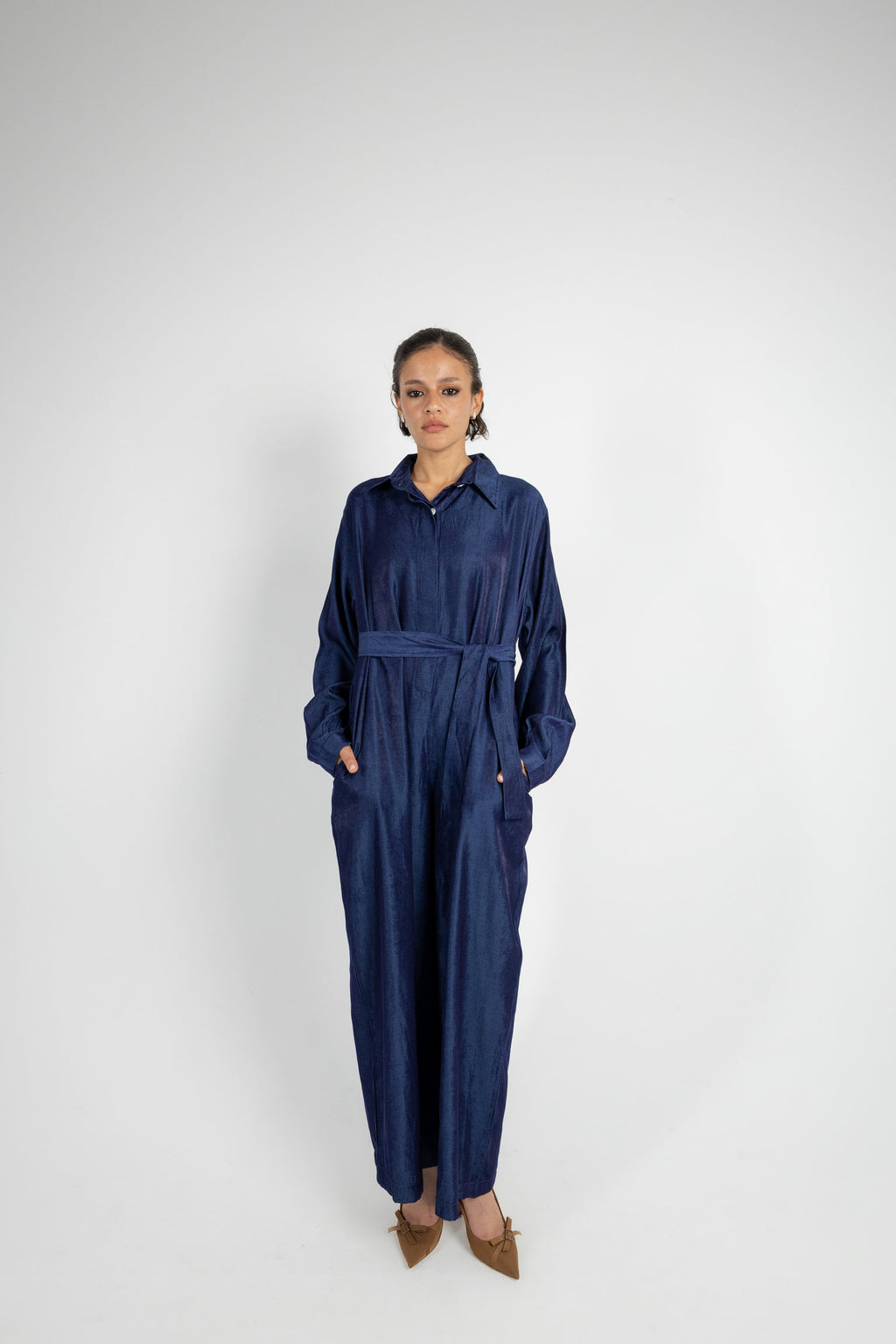 Relaxed Denim Jumpsuit - Blue