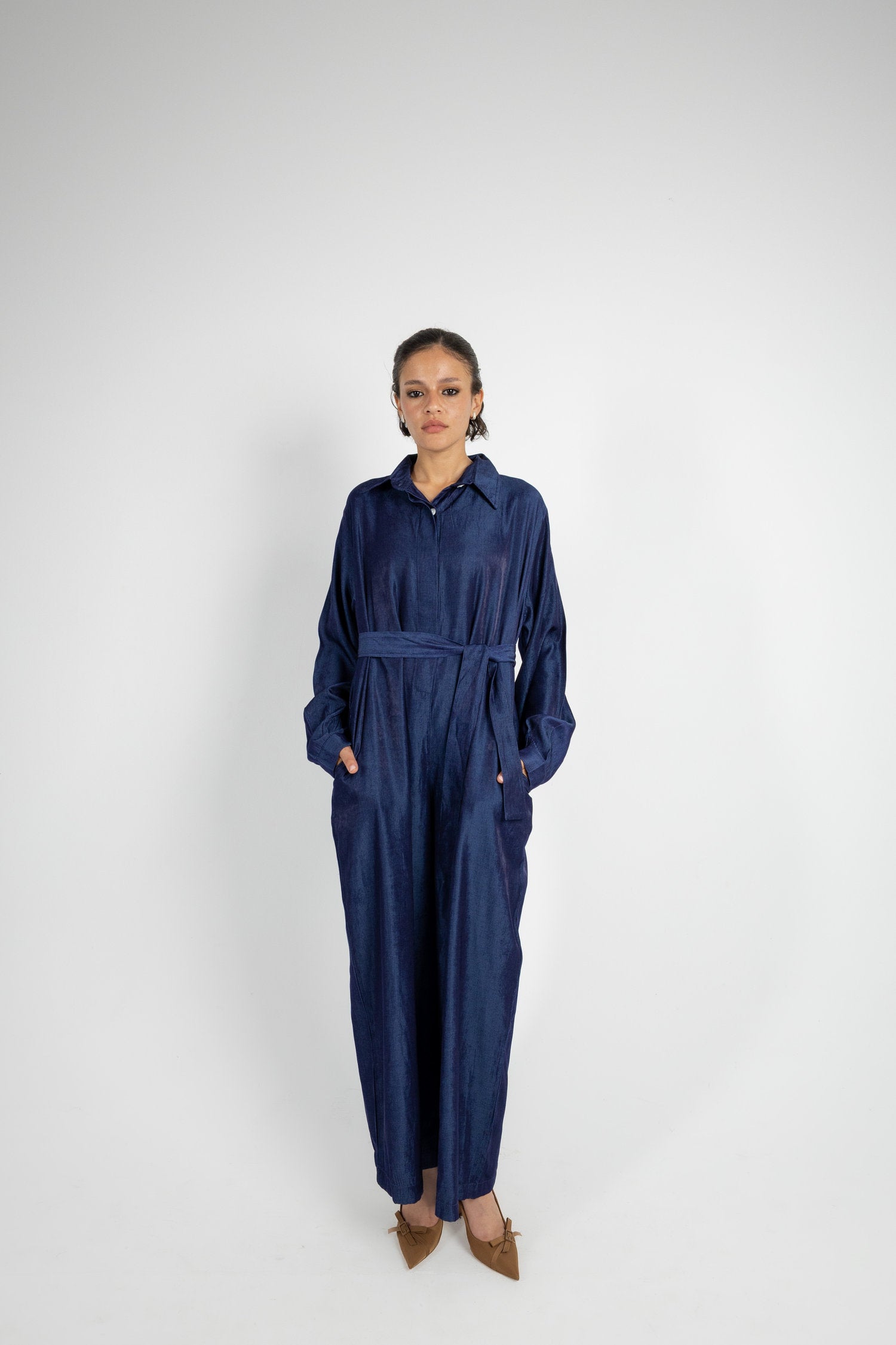 Relaxed Denim Jumpsuit - Blue