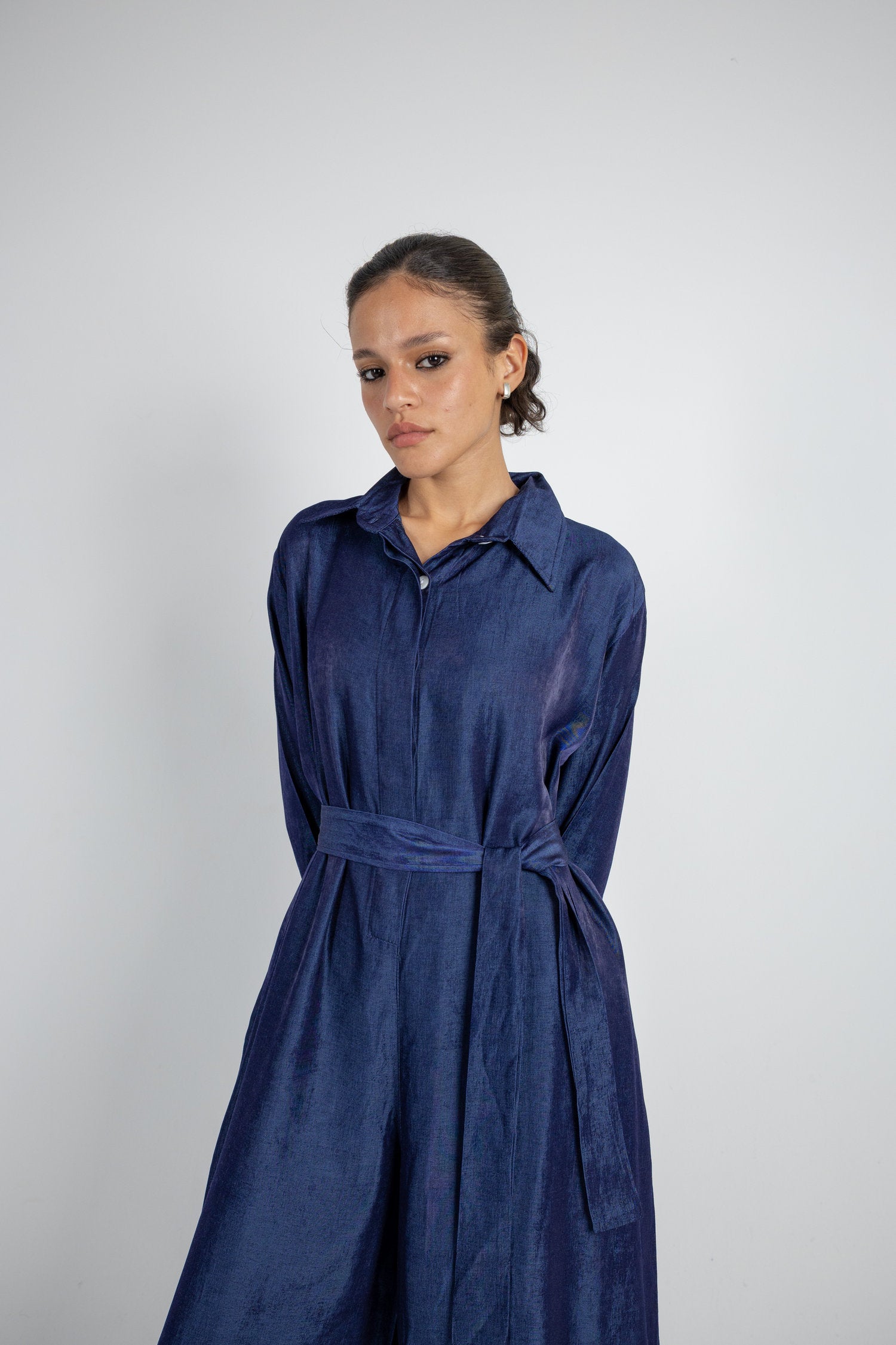 Relaxed Denim Jumpsuit - Blue