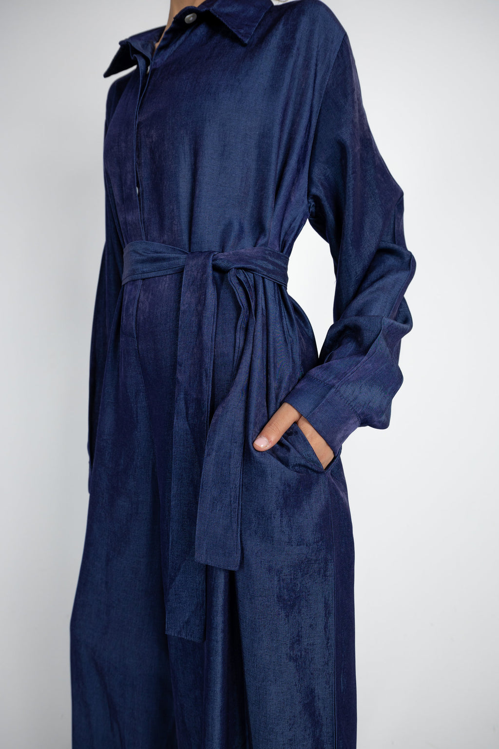 Relaxed Denim Jumpsuit - Blue