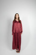 Polka Dot Satin Set - Burgundy