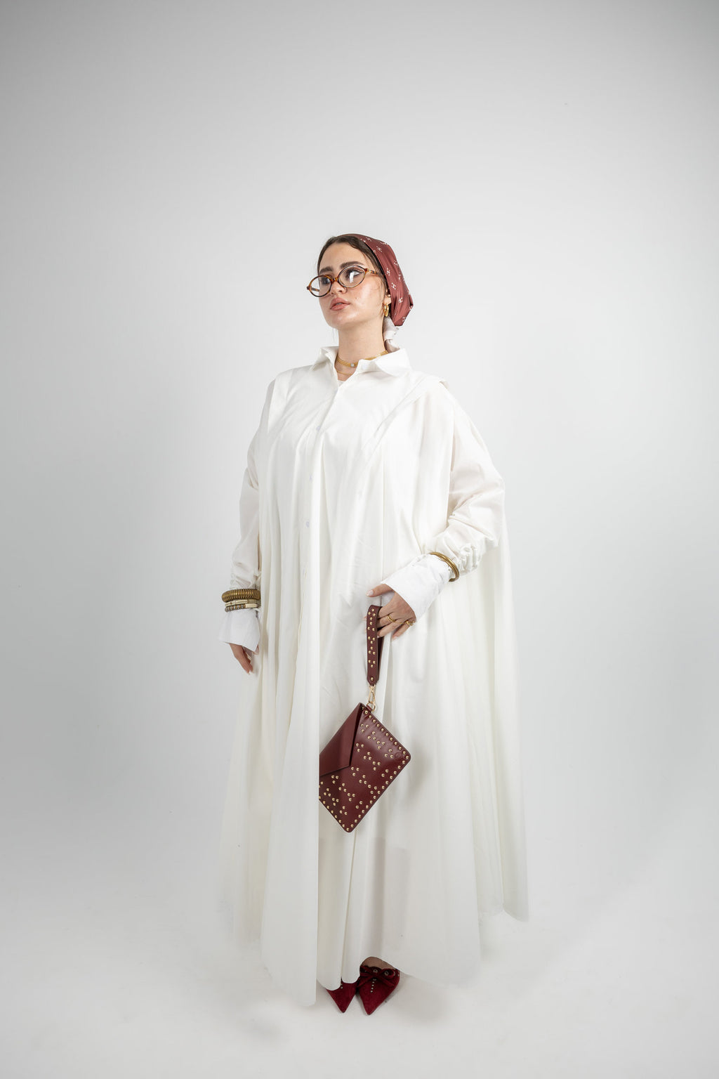 Pleated Poplin Dress - Off White