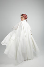 Pleated Poplin Dress -White