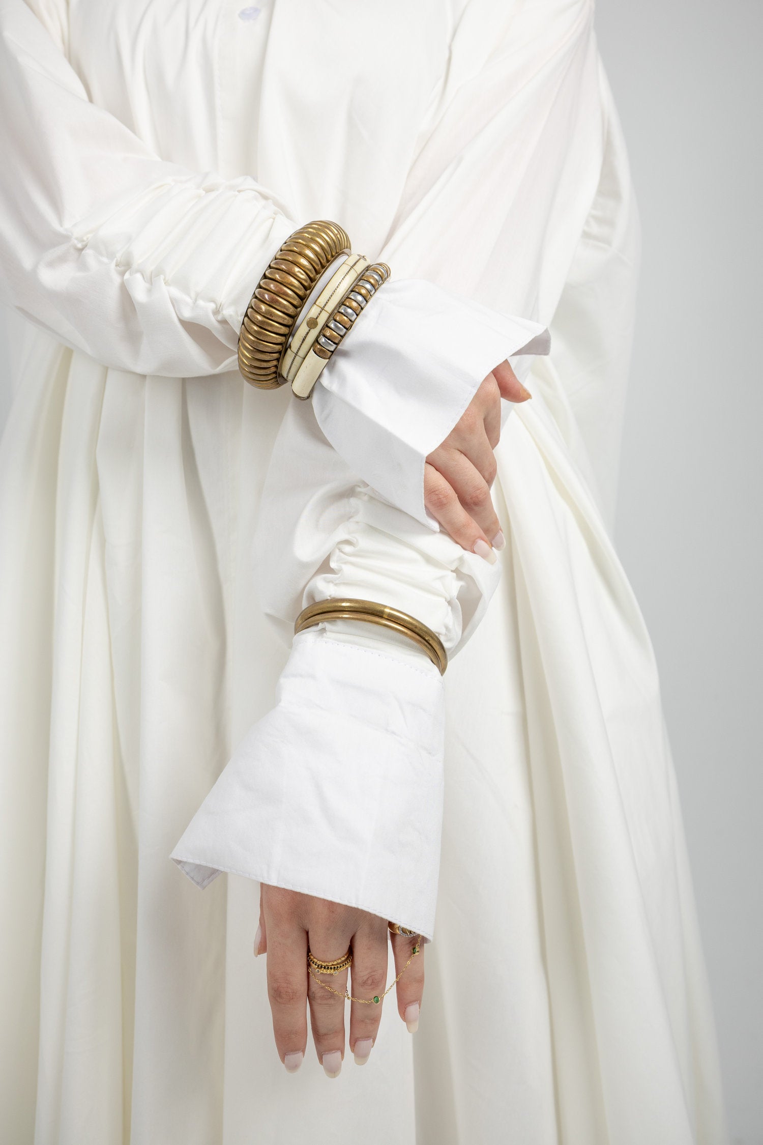 Pleated Poplin Dress - Off White
