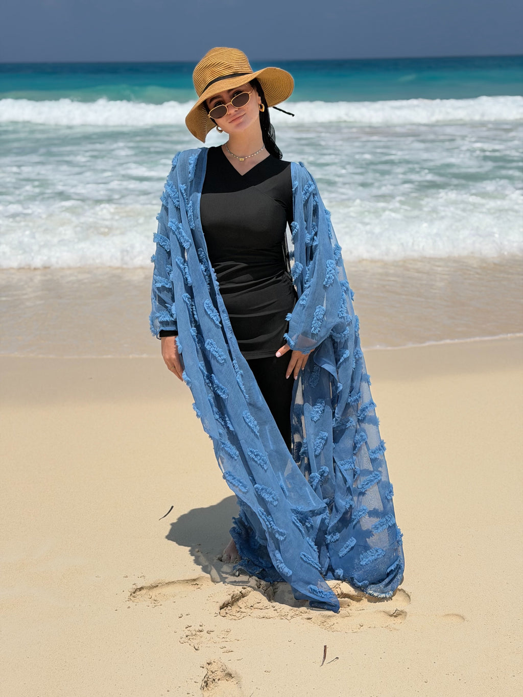 Textured Beach Cover-Up – Sky Blue