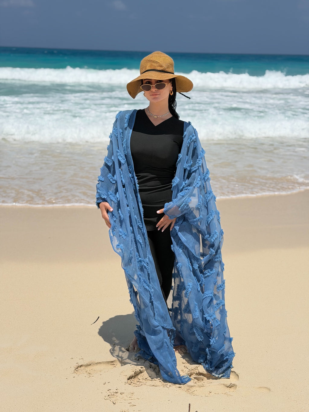Textured Beach Cover-Up – Sky Blue