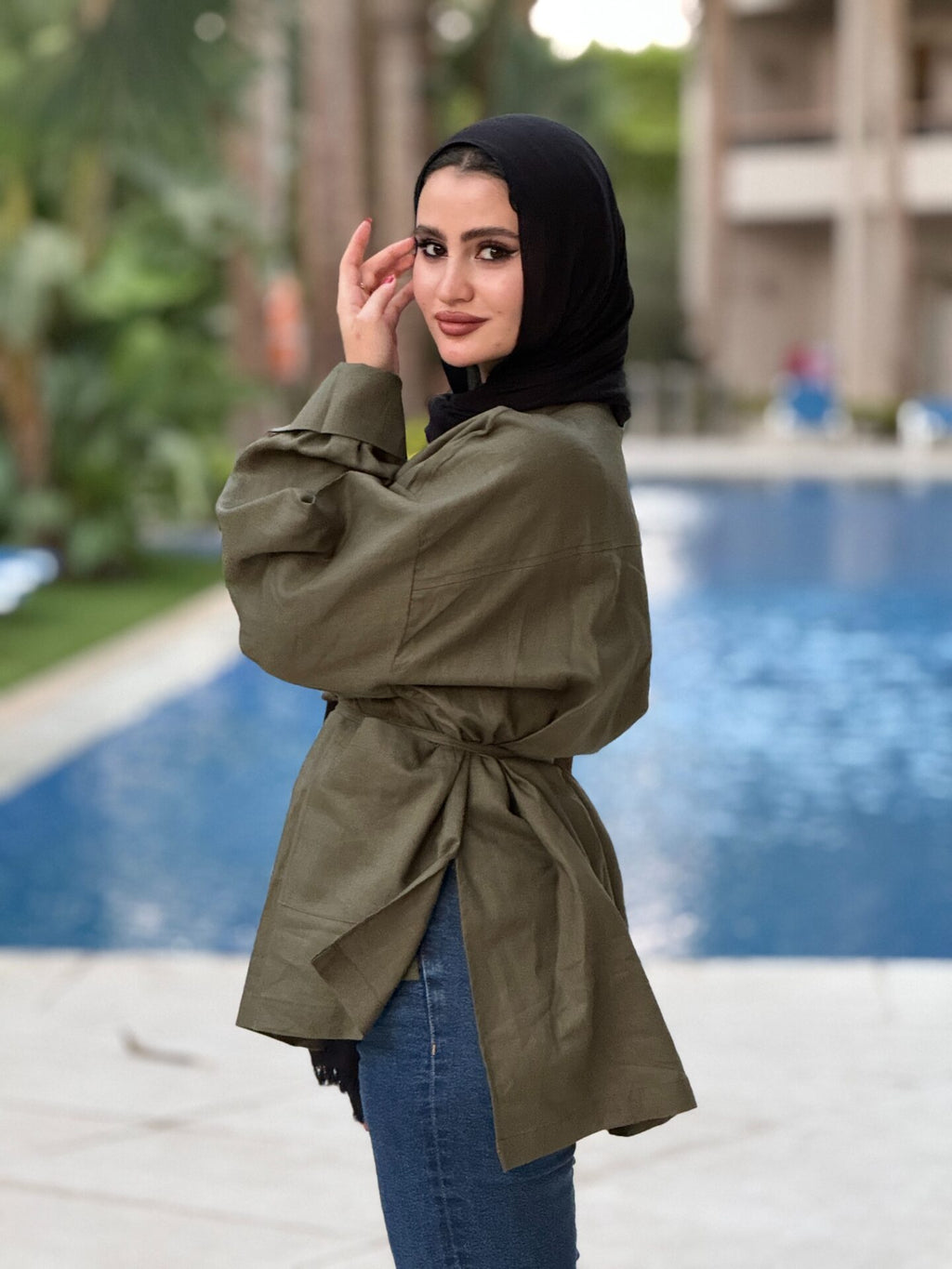 بلوزة كتان كبيرة الحجم