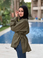 بلوزة كتان كبيرة الحجم
