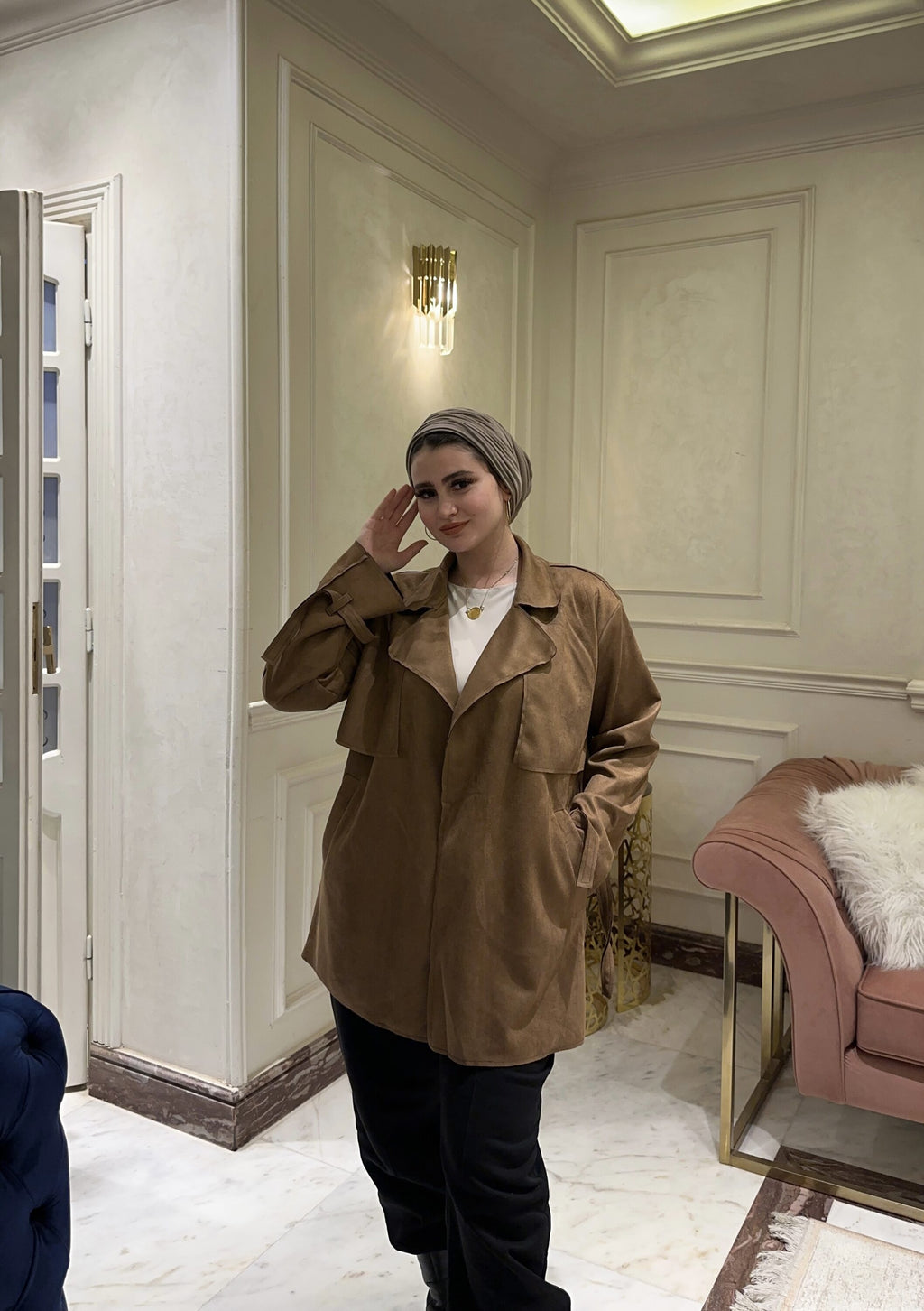 معطف ترنش من الشمواه