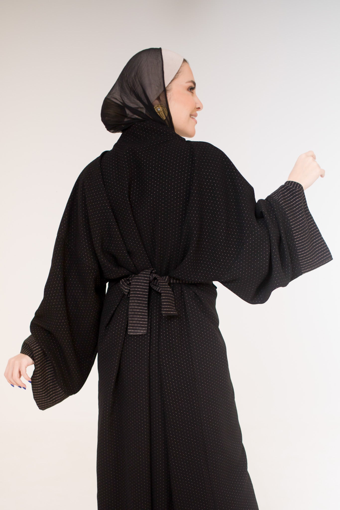Dotted double face abaya