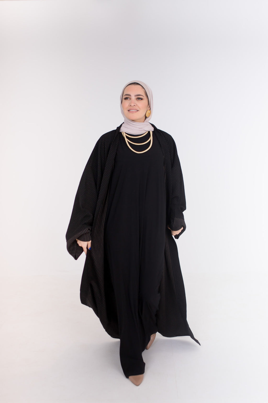 Dotted double face abaya
